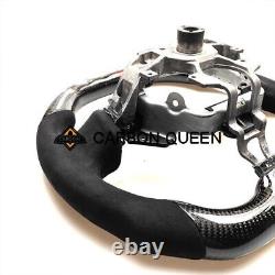 REAL CARBON FIBER Steering Wheel FOR NISSAN 370Z Z34 FLAT TOP With BLACK LEATHER
