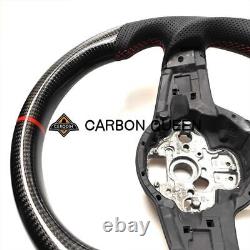 REAL CARBON FIBER Steering Wheel FOR volkswagen GOLF MK7 GTI RED RING /STRIPE