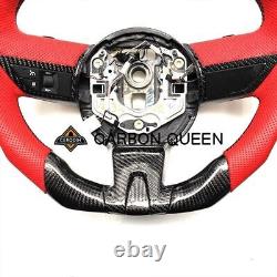 REAL CARBON FIBER steering wheel for CHEVY CAMARO SS RED LEATHER 2010-2011 YEAR