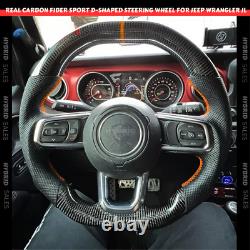 REAL Carbon Fiber D-Shaped Steering Wheel For 2018+ JEEP WRANGLER JL GLADIATOR