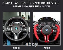 REAL Carbon Fiber LED Steering Wheel RED Leather For BMW M3 X1-X6 WithRED CF Trim
