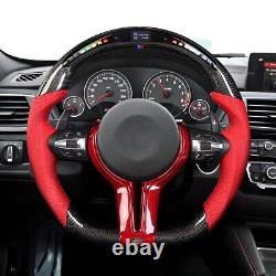 REAL Carbon Fiber LED Steering Wheel RED Leather For BMW M3 X1-X6 WithRED CF Trim