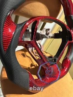 RED CARBON FIBER Steering Wheel FOR INFINITI g37g25 G37X With CARBON THUMBGRIPS