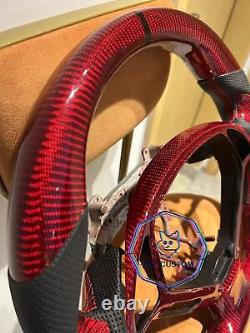 RED CARBON FIBER Steering Wheel FOR INFINITI g37g25 G37X With CARBON THUMBGRIPS