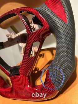 RED CARBON FIBER Steering Wheel FOR INFINITI g37g25 G37X With CARBON THUMBGRIPS