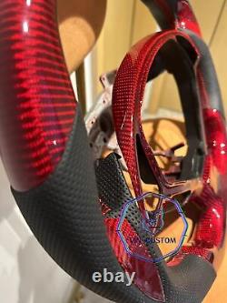 RED CARBON FIBER Steering Wheel FOR INFINITI g37g25 G37X With CARBON THUMBGRIPS