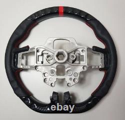 REVESOL Hydro-Dip Carbon Fiber Black Steering Wheel for 2018+ FORD MUSTANG GT