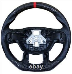 REVESOL REAL Carbon Fiber Black Steering Wheel for 2015-2020 Ford F150 FLAT