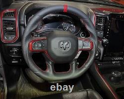 REVESOL REAL Carbon Fiber Silver stitch Steering Wheel for 2019-2023 Dodge Ram