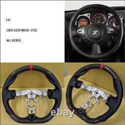 REVESOL Real Carbon Fiber Black Steering Wheel for 2009-2021 NISSAN 370Z Z34