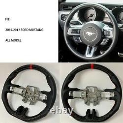 REVESOL Real Carbon Fiber Black Steering Wheel for 2015-2017 FORD MUSTANG GT