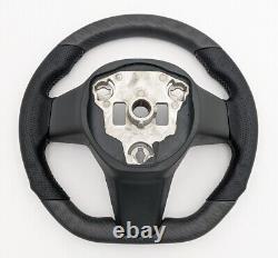 REVESOL Real Carbon Fiber Matte Steering Wheel Grey stitch for Tesla Model 3 Y