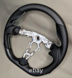 REVESOL Real Carbon Fiber Steering Wheel Silver stitch for 2009-2020 NISSAN 370Z