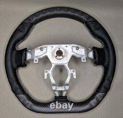 REVESOL Real Carbon Fiber Steering Wheel Silver stitch for 2009-2020 NISSAN 370Z