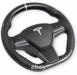 RK950-01 REKUDO Steering Wheel Carbon Fiber with Leather Grips 17-22 Tesla Y