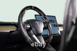 RK950-01 REKUDO Steering Wheel Carbon Fiber with Leather Grips 17-22 Tesla Y