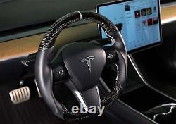 RK950-01 REKUDO Steering Wheel Carbon Fiber with Leather Grips 17-22 Tesla Y