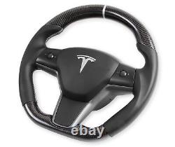 RK950-01 REKUDO Steering Wheel Carbon Fiber with Leather Grips 17-22 Tesla Y