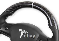 RK950-01 REKUDO Steering Wheel Carbon Fiber with Leather Grips 17-22 Tesla Y