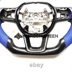 Real Black Carbon Fiber Steering Wheel For Honda CIVIC Blue Accent 2020 Up