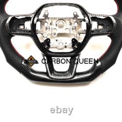 Real Black Carbon Fiber Steering Wheel For Honda CIVIC Red Accent 2020 Up