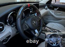 Real Carbon Fiber Black Steering Wheel for 2015-2018 Mercedes W205 C300 GLA250