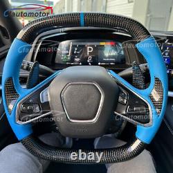 Real Carbon Fiber Custom Sport Flat Steering Wheel Fits 2020+ Corvette C8