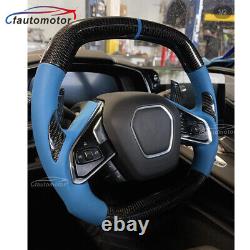 Real Carbon Fiber Custom Sport Flat Steering Wheel Fits 2020+ Corvette C8