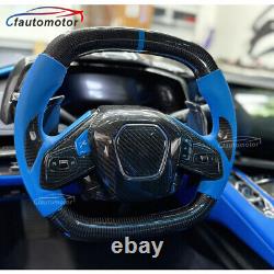 Real Carbon Fiber Custom Sport Flat Steering Wheel Fits 2020+ Corvette C8