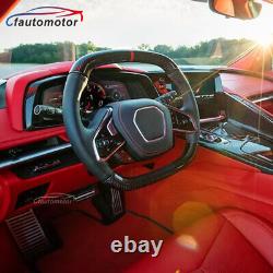 Real Carbon Fiber Custom Sport Flat Steering Wheel Fits 2020+ Corvette C8