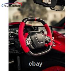 Real Carbon Fiber Custom Sport Flat Steering Wheel Fits 2020+ Corvette C8