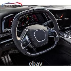 Real Carbon Fiber Custom Sport Flat Steering Wheel Fits 2020+ Corvette C8