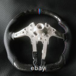 Real Carbon Fiber Flat Customized Steering Wheel for BMW M1 M2 M3 M4 F80 F82 15+