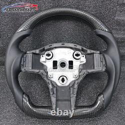 Real Carbon Fiber Flat Sport Steering Wheel for 2016+ Tesla Model 3 Model Y