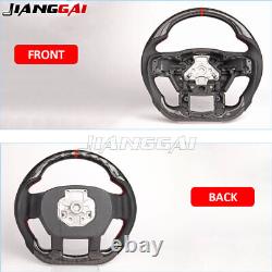 Real Carbon Fiber Flat Steering Wheel Fit Ford F150 Raptor 15-20 with CF Trim