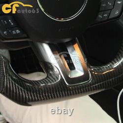 Real Carbon Fiber Flat Steering Wheel Fit for 2015-2023 Ford Mustang Orange Line