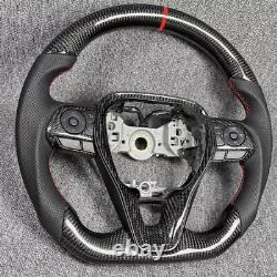 Real Carbon Fiber Leather Steering Wheel for Toyota Camry Rav4 Corolla 2018+