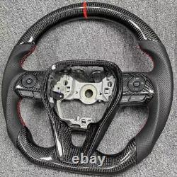 Real Carbon Fiber Leather Steering Wheel for Toyota Camry Rav4 Corolla 2018+