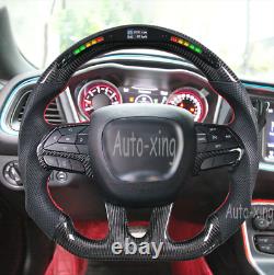 Real Carbon Fiber Led Steering Wheel for Dodge Charger SRT Hellcat Challenger15+
