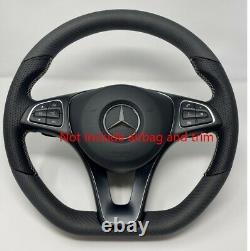 Real Carbon Fiber Matte Black/Gray Steering Wheel for 2015-2018 GLA250 W205 C300