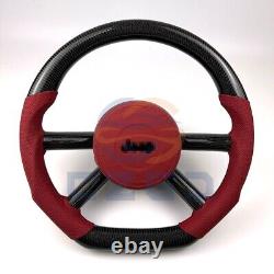 Real Carbon Fiber Napa Leather Steering Wheel For Jeep Wrangler 2008-2011