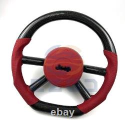 Real Carbon Fiber Napa Leather Steering Wheel For Jeep Wrangler 2008-2011