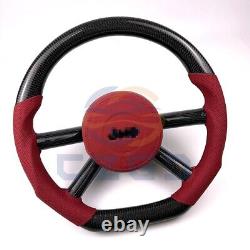 Real Carbon Fiber Napa Leather Steering Wheel For Jeep Wrangler 2008-2011