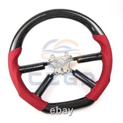 Real Carbon Fiber Napa Leather Steering Wheel For Jeep Wrangler 2008-2011