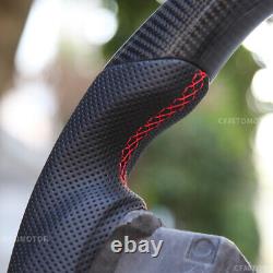 Real Carbon Fiber Perforated Leather Steering Wheel Fit 12-18 Dodge Ram 1500