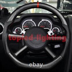 Real Carbon Fiber Perforated Leather Steering Wheel For wrangler JK 2008-2010