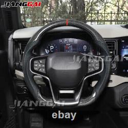 Real Carbon Fiber Perforated Steering Wheel Fit for 2021+ Ford Bronco with Heat