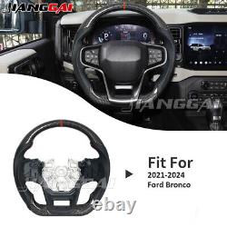 Real Carbon Fiber Perforated Steering Wheel Fit for 2021+ Ford Bronco with Heat