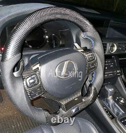 Real Carbon Fiber Sport Flat Bottom Customized Steering Wheel for Lexus IS ES250