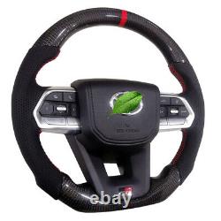 Real Carbon Fiber Sport Flat Steering Wheel For Toyota LC200 FJ Cruiser Camery